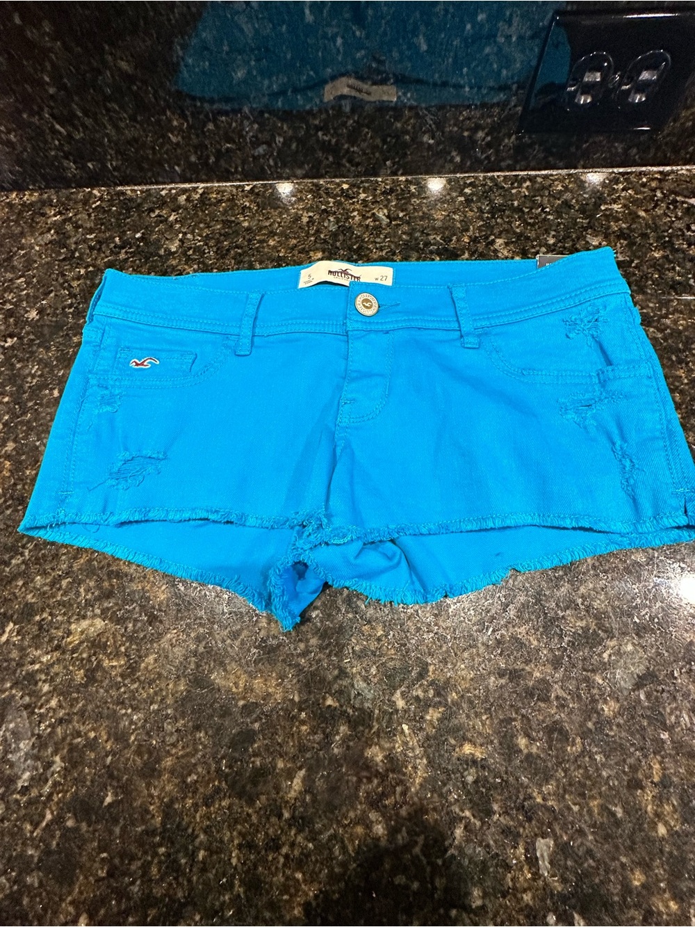 Hollister Women's Turquoise Denim Cutoff Shorts
